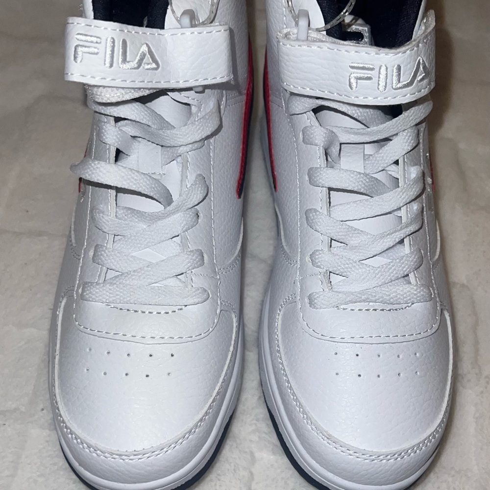 FILA White and Red High-Top Sneakers